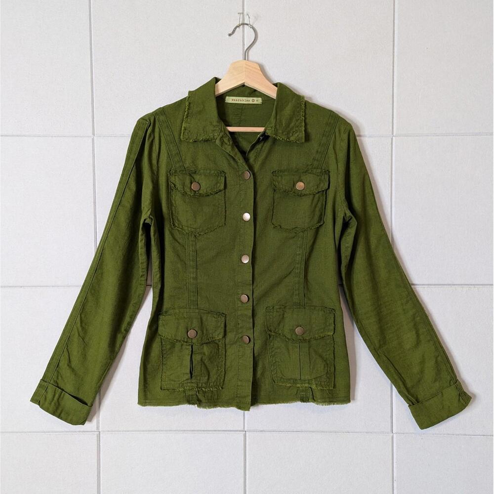 Vintage y2k Wearables linen & cotton utility shirt jacket